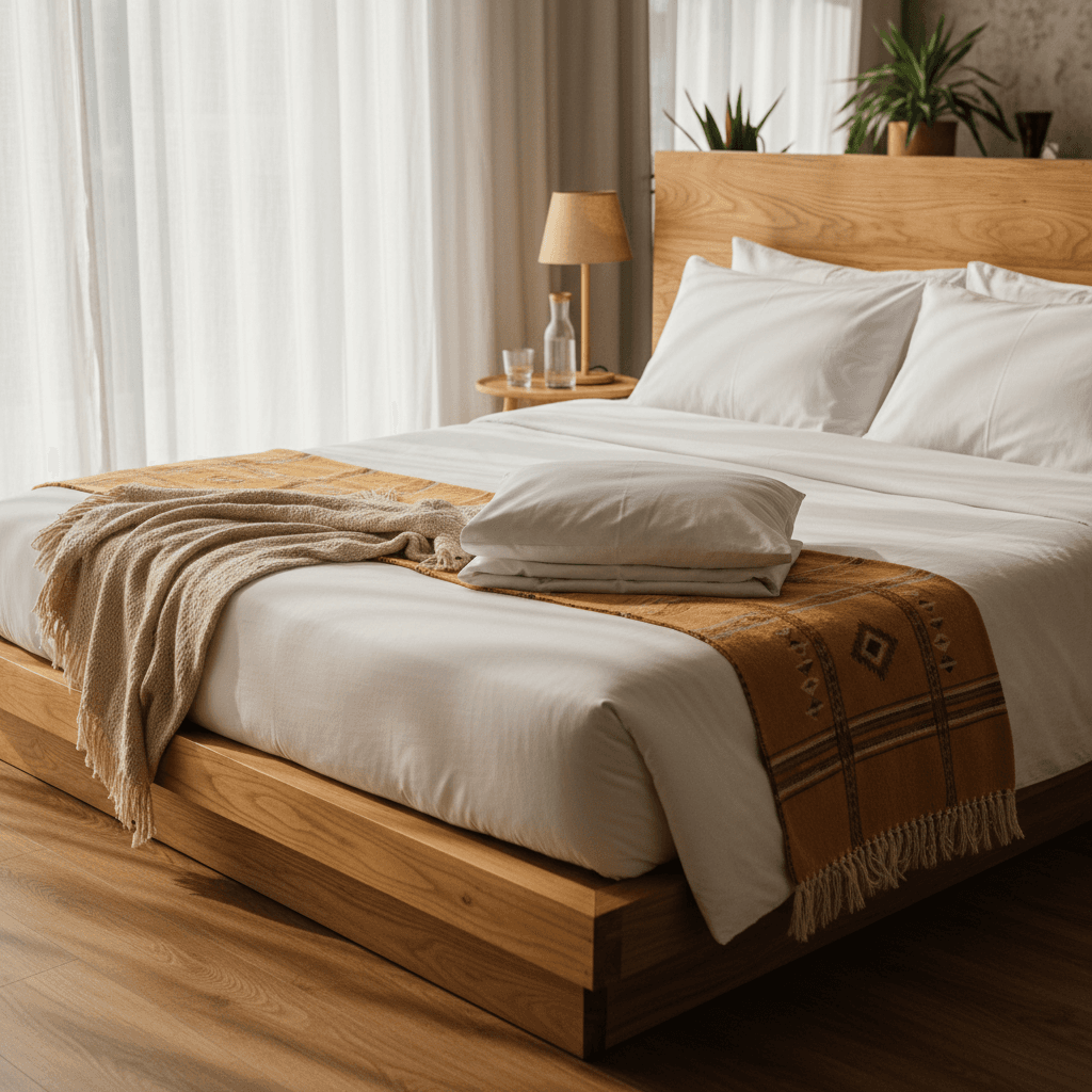 Hotel-standard triple-sheeted bedding with rolled towels and hospital corners